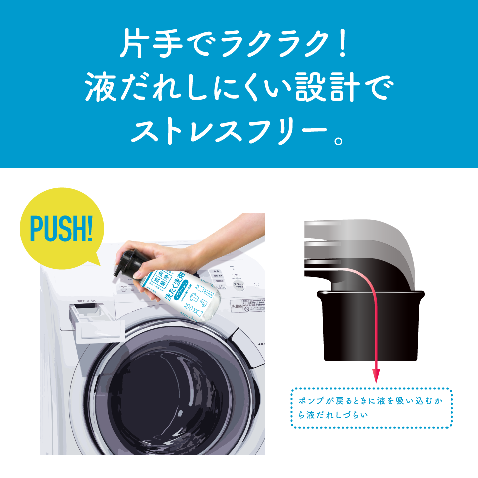 片手でラクラク!液だれしにくいポンプでストレスフリー